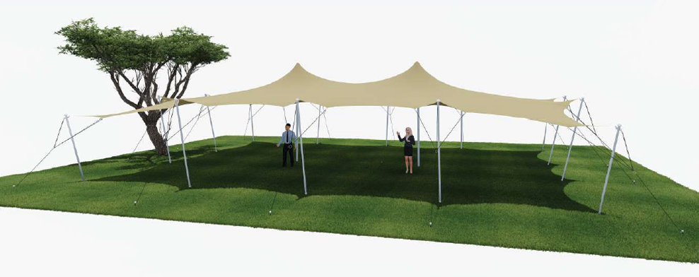 หลังคาลอย stretch tent configuration render