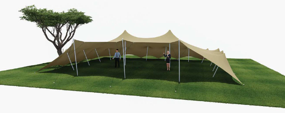 ปิดสามด้าน stretch tent configuration render