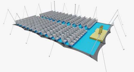 แบบโรงภาพยนตร์ layout diagram for a stretch tent