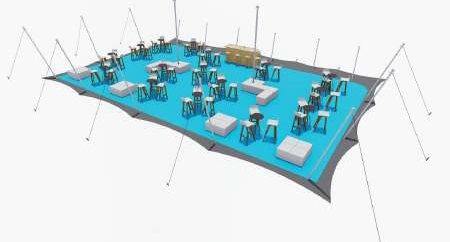 งานยืนค็อกเทล layout diagram for a stretch tent